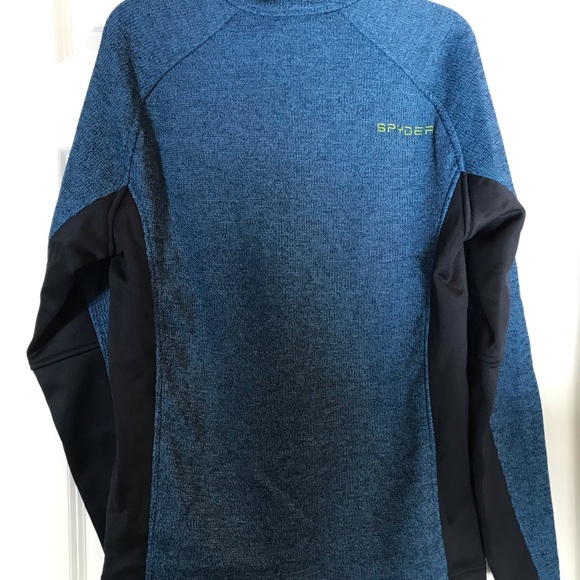 🆕 Spyder Men's Half-Zip Outbound Stryke Sweater Jacket -- Blue - Picture 2 of 7